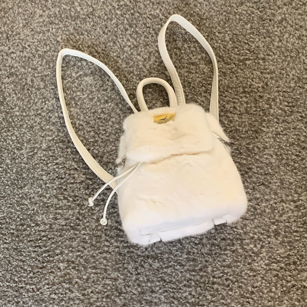 Elegant Cream Fur Backpack